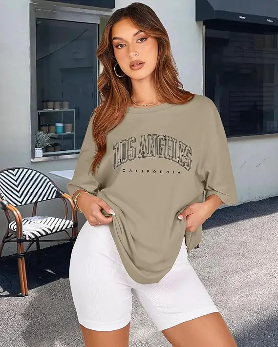 Womens Oversized Tshirt Graphic Tees Crew Neck Summer Short Sleeve Loose Fit Tops