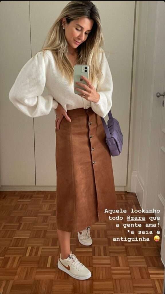 A warm, textured look perfect for fall semester. The corduroy adds retro charm, while the sweater keeps things cozy. Style with ankle boots to tie the outfit together.
