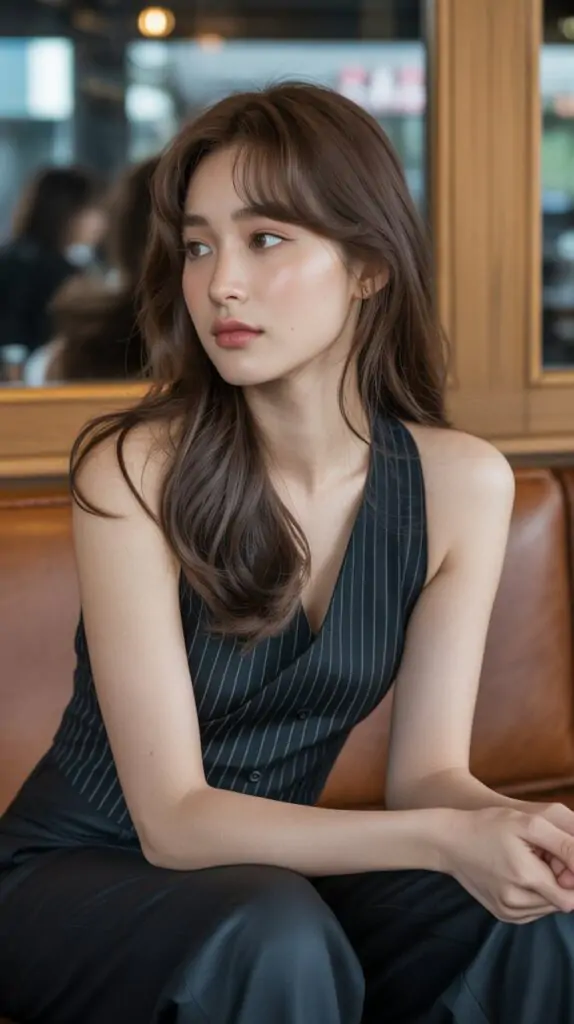 Command attention with the clean lines and sharp tailoring of a pinstripe vest.
This look balances powerful structure with an effortless cool, defining modern city style.