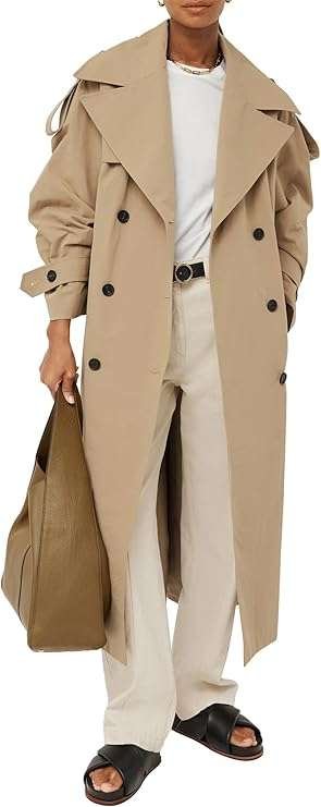 Farktop Oversized Double Breasted Trench Coat