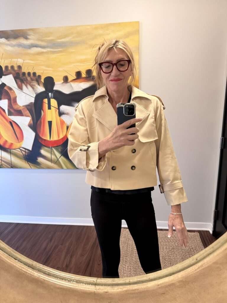 Saodimallsu Women Crop Double Breasted Trench Coat