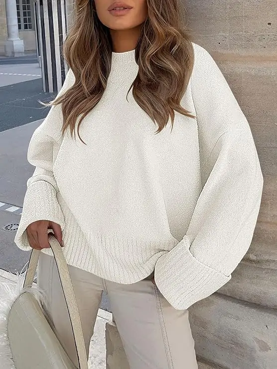 Women's Oversized Sweaters 2025 Long Sleeve Fuzzy Knit Casual Chunky Pullover Sweater Fall Outfits Clothes