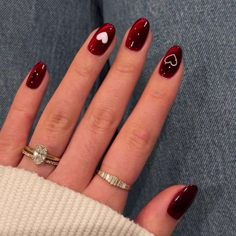 Bold cherry red Valentine nail ideas