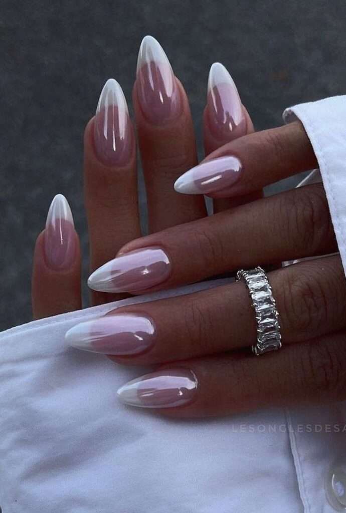 Valentine Chrome French tips nail ideas