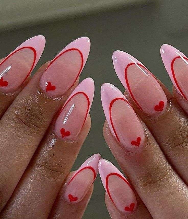 Double-line elegant tips vday nails