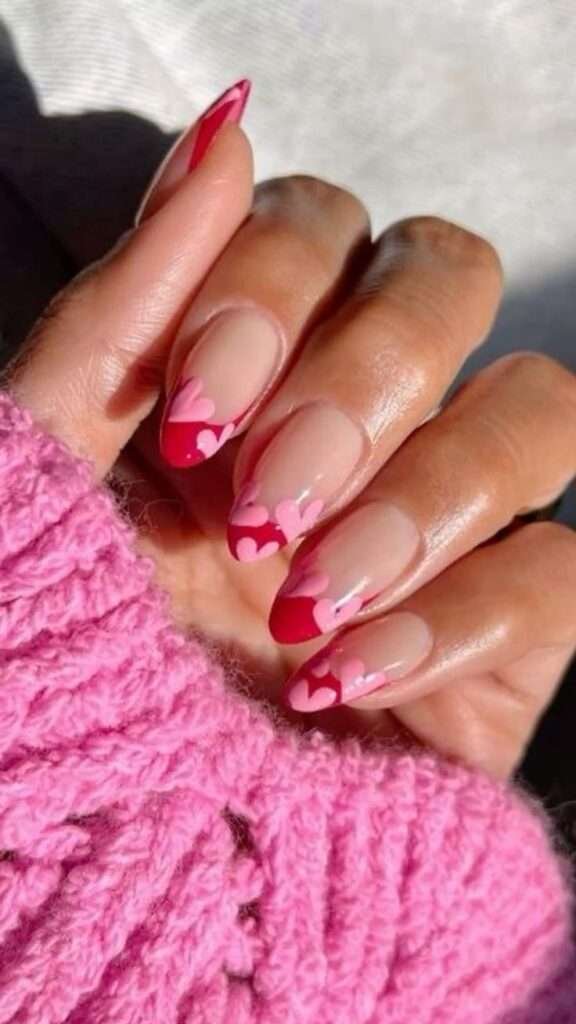 Heart silhouette overlay aura nails