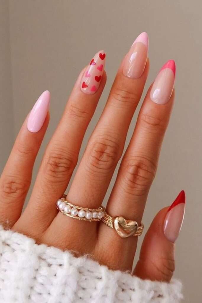 Pink or red French tips nails