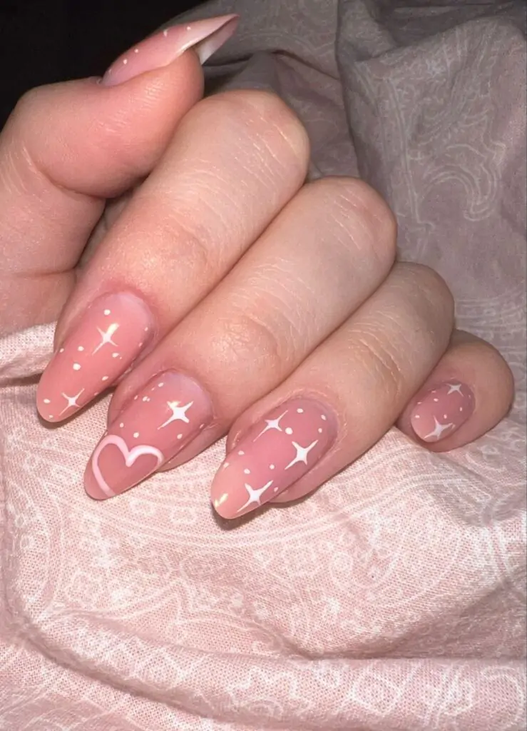 Star + heart Valentine nail ideas