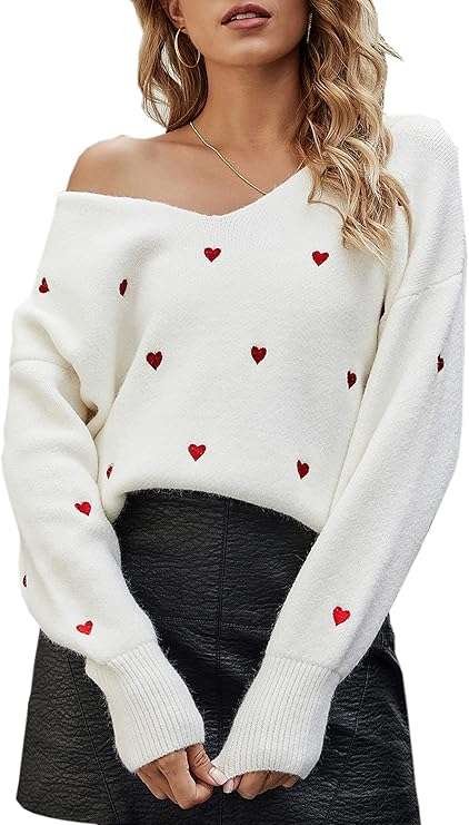 This sexy sweater has a heart printed design which makes it look elegant and cute not boring anymore.