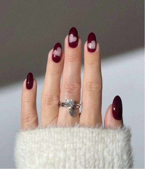 Valentine heart cut-outs nails