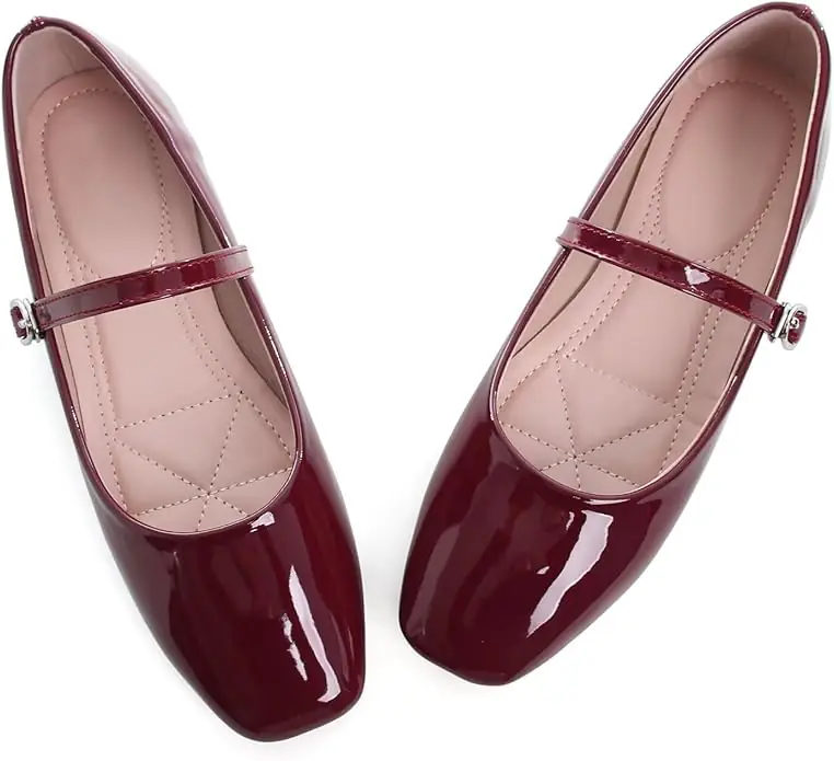 Women's Slip on Flats,Classy Round Toe Solid Classic Mary Jane Ballet Dance Shoes Soft Comfortable PU Flat Shoes