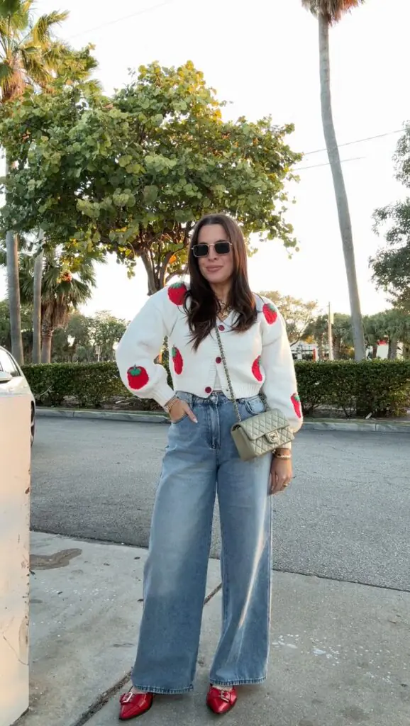 The look is part of a broader social media trend popularized by figures like Hailey Bieber, which focuses on fresh, youthful, and fruit-inspired motifs. Because it blends cozy, hand-knitted items with a whimsical, nature-focused vibe, it is also categorized under