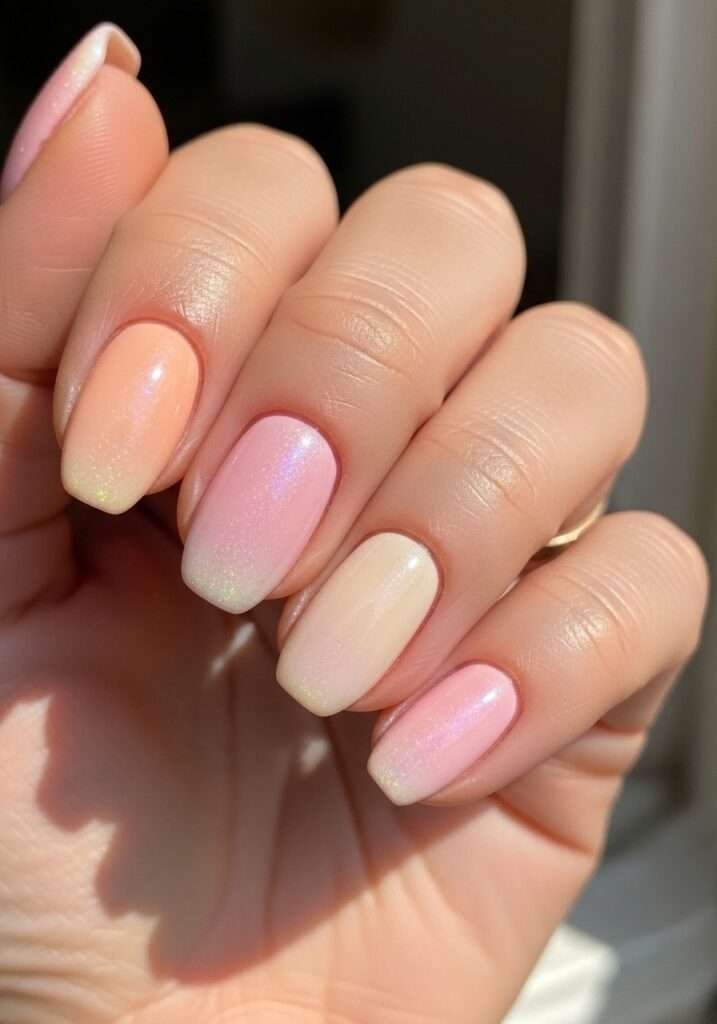 This sophisticated look is widely known as a Peach French Tip Manicure on an Almond shape. In 2026, this specific minimalist style is often called "American French" or "Vanilla Nails" when the contrast between the base and tip is soft and natural rather than stark white.