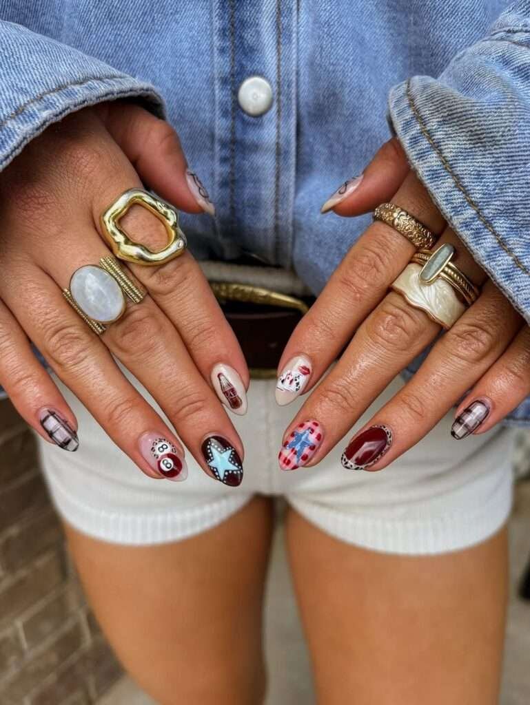 The Coastal Cowgirl nail aesthetic is a fusion of "coastal grandmother" elegance and rugged "Western Barbie" charm. This 2026 trend focuses on a color palette of breezy blues, sandy beiges, and crisp whites, accented with rustic motifs like cow print and turquoise.