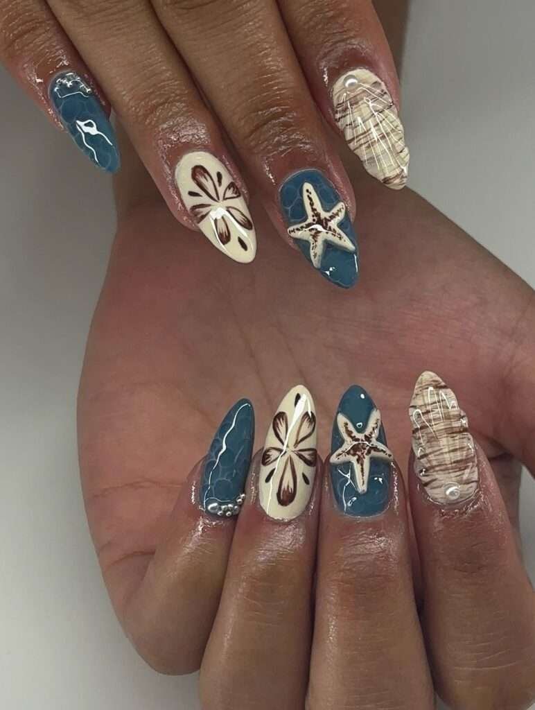 The Coastal Cowgirl nail aesthetic is a fusion of "coastal grandmother" elegance and rugged "Western Barbie" charm. This 2026 trend focuses on a color palette of breezy blues, sandy beiges, and crisp whites, accented with rustic motifs like cow print and turquoise.