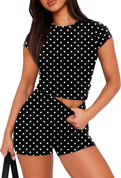  Womens Two Piece Lounge Sets Casual Summer Outfits 2 Piece Short Matching Clothing Set