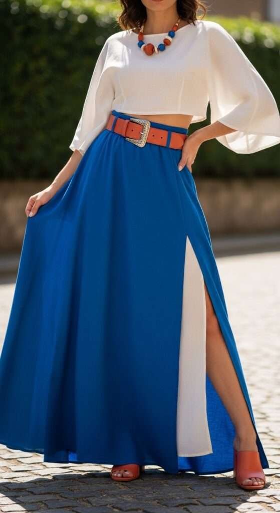 Try cobalt + ivory + a small hit of warm terracotta