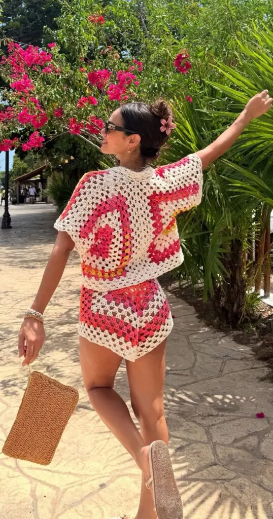 For beach days, they say nothing beats a crochet cover-up over a bright, confident bikini. We love pairing a white or cream crochet top or dress with a coral, tangerine, or cobalt blue swimsuit underneath. 