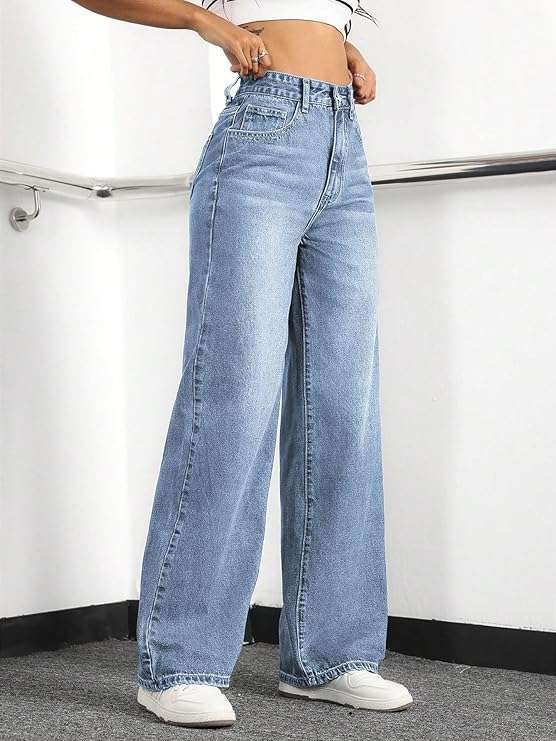 Straight Leg Jeans for Women,High Waisted Wide Leg Loose Stretchy Boyfriend Denim Pants Baggy Jeans for Women