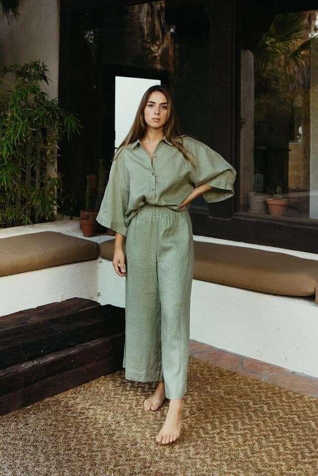 Matching sets are having a massive moment in summer 2026, and the linen co-ord is at the top of everyone's wishlist. A sage green wide-leg trouser paired with a matching button-up short-sleeve shirt feels polished yet relaxed.