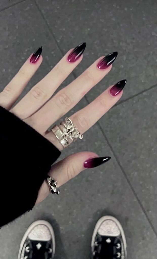 Black Ombre Halloween nail ideas 2026