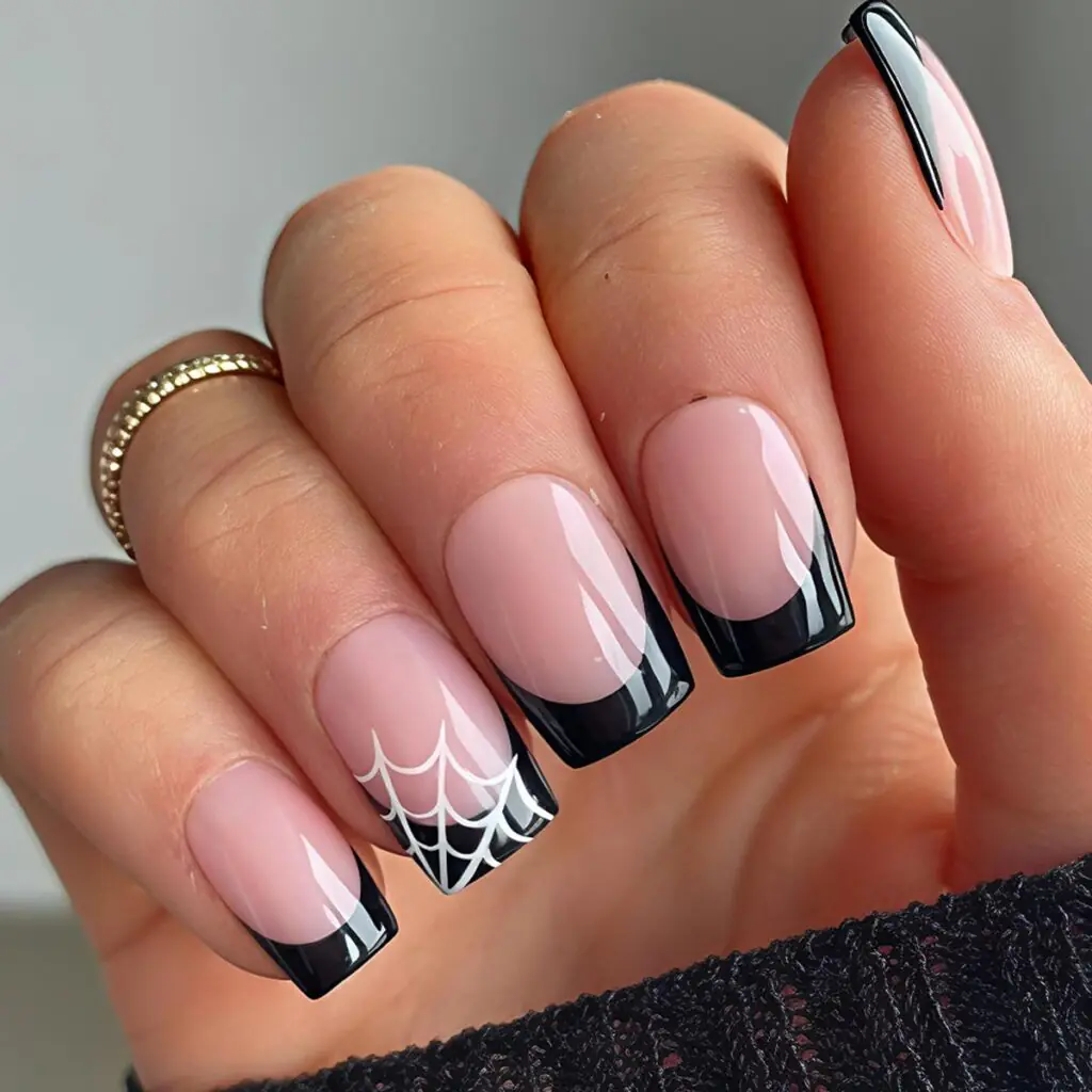 spider web press on halloween nails