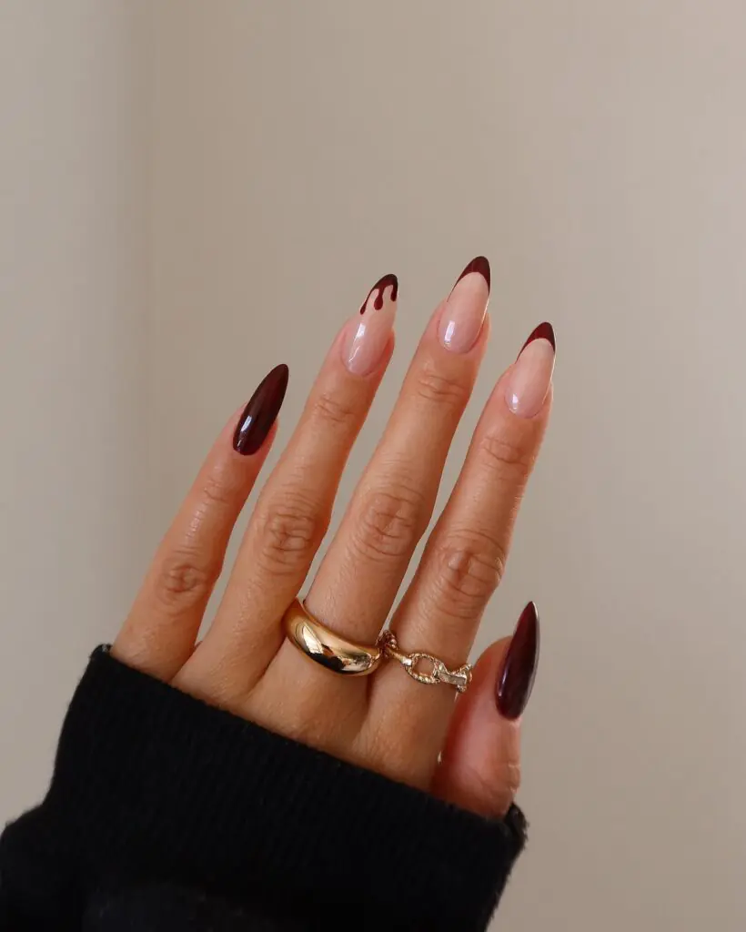 Vampire Blood French Halloween Nails.