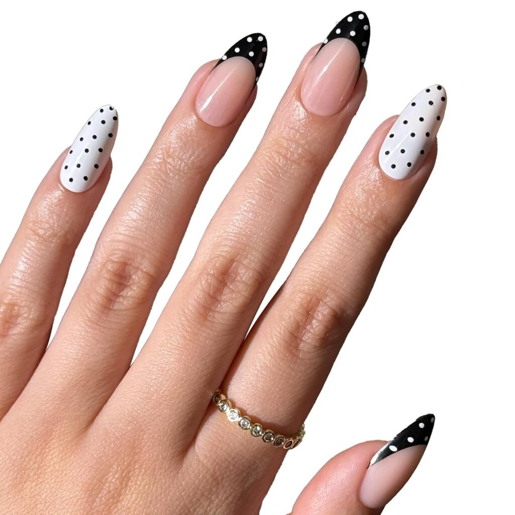 Black and White Polka Dot Press On Nails