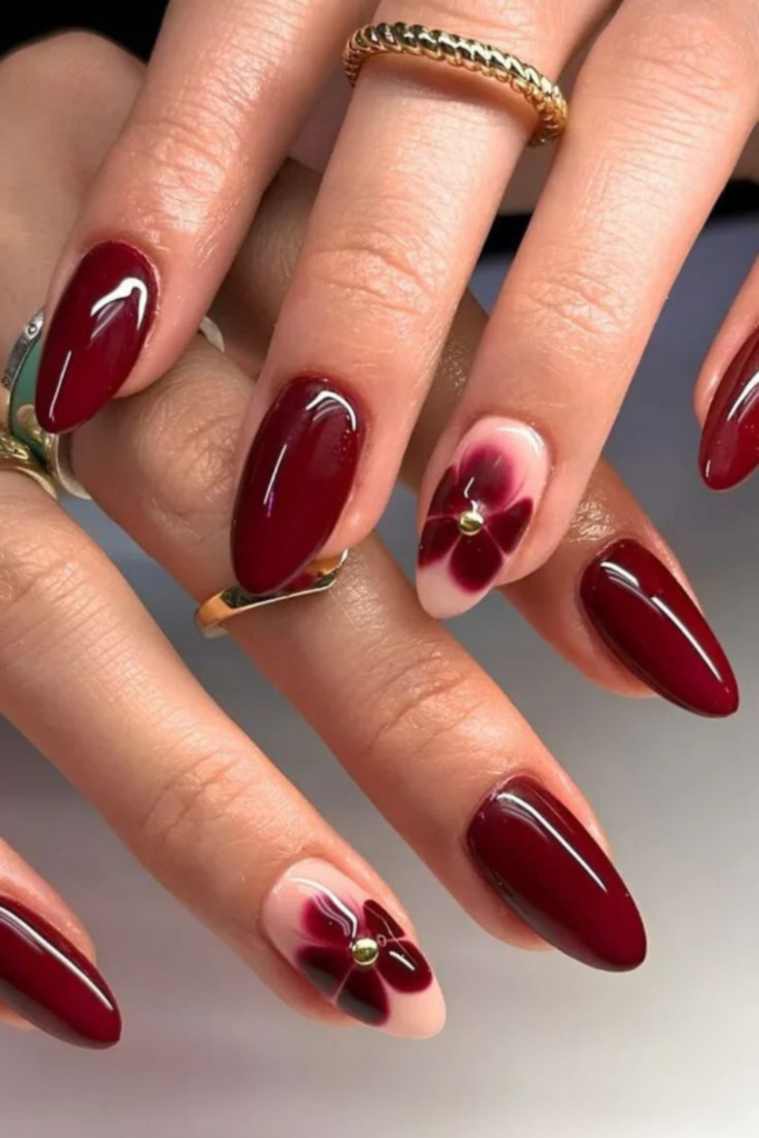 Dark cherry red is one of those nail colors that instantly catches my attention. It has the richness of burgundy but with a slightly brighter, fruitier red undertone that becomes especially noticeable in natural light. If you love traditional red manicures but want something more seasonal for November, this is a shade I would seriously consider.
