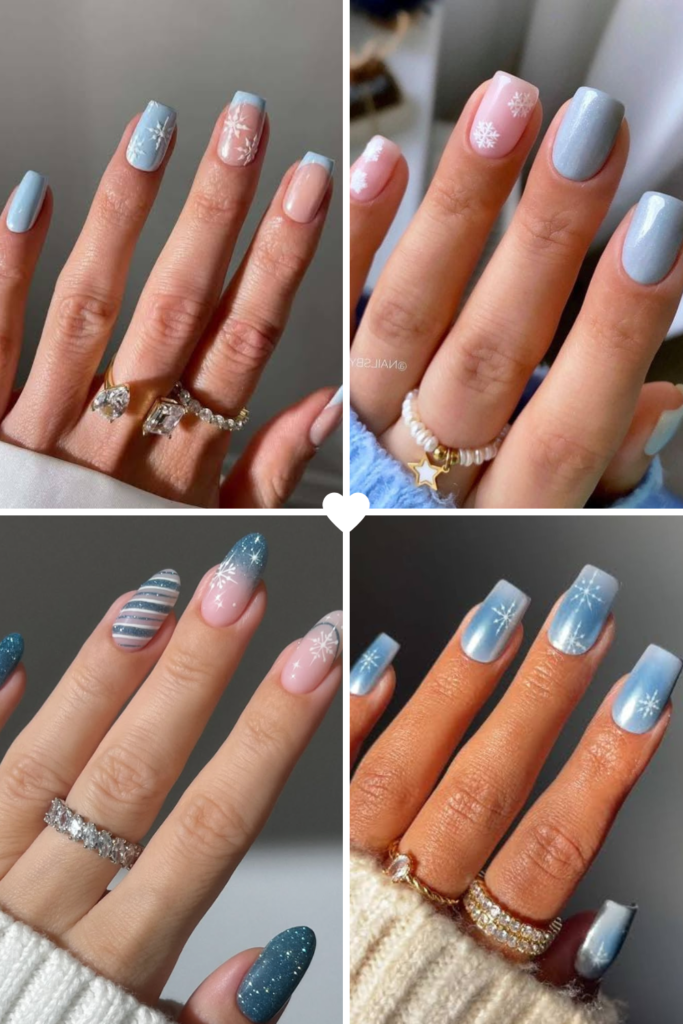 Icy Blue Winter Nail Color Ideas