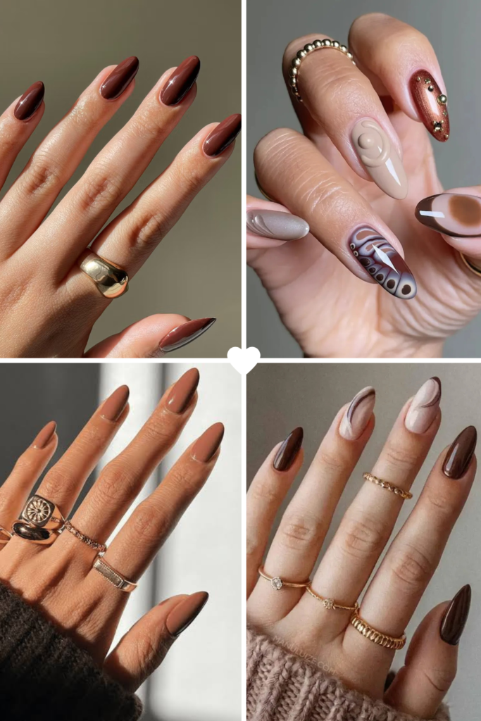 Milk Chocolate Brown Winter Nail Color Ideas