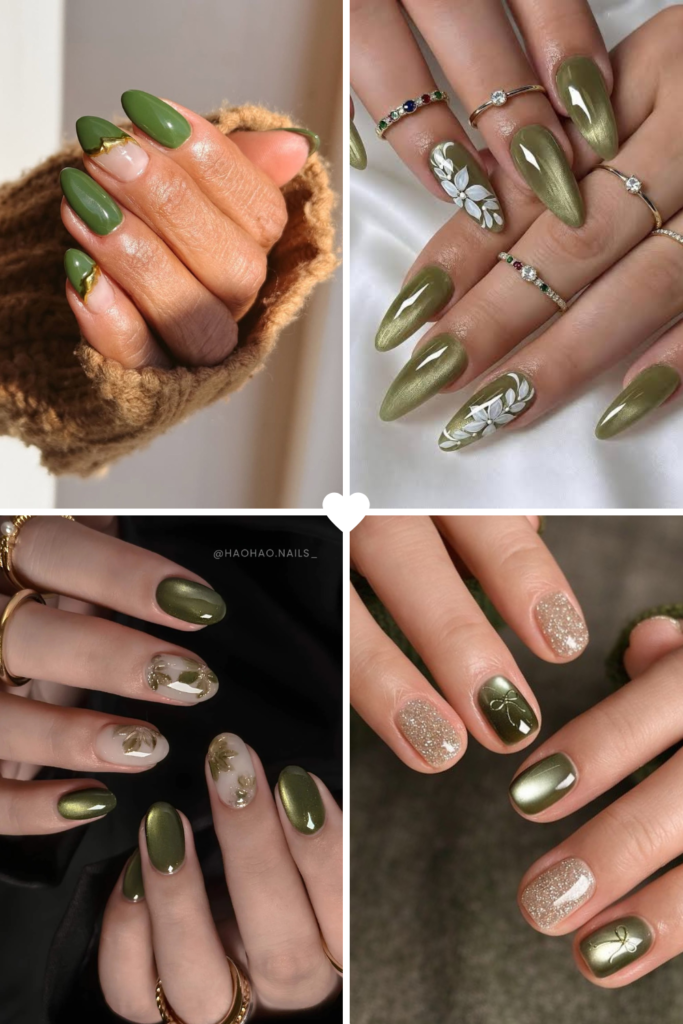 Olive Green Nails Winter Nail Color Ideas