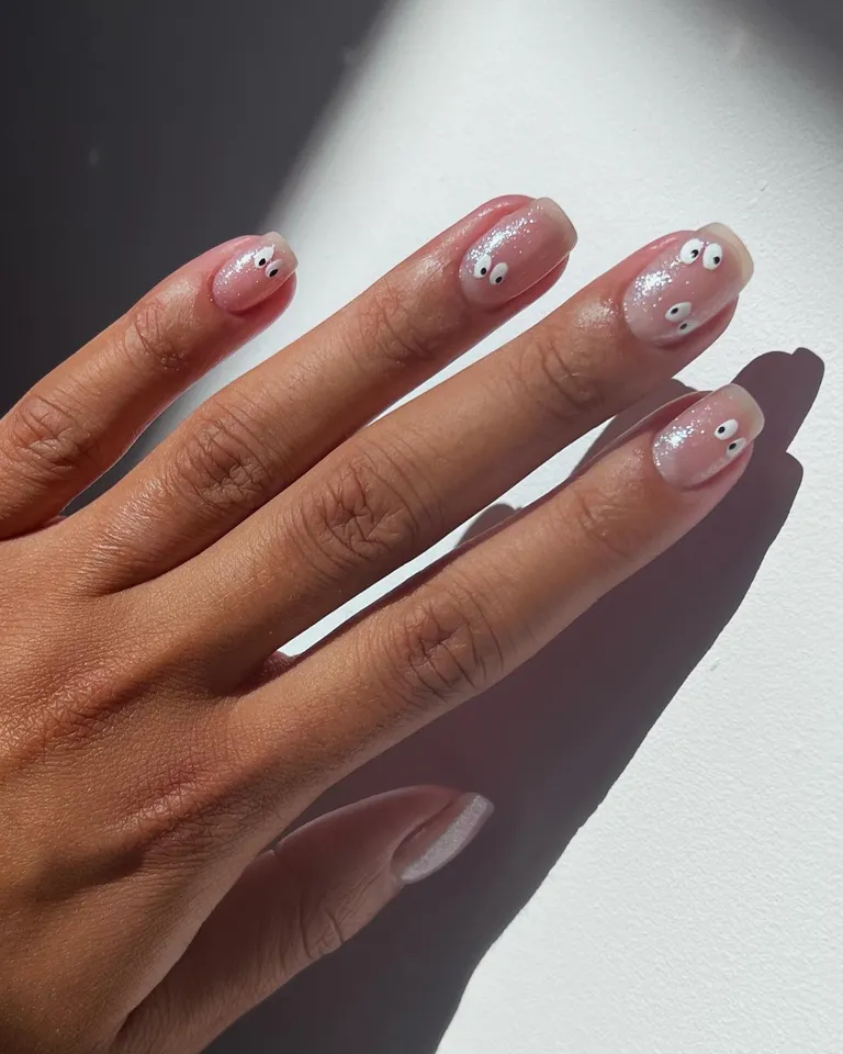 Pale pink, tiny white ghosts, and a hint of sparkle feel like Halloween seen through candlelight. I would recommend this one if you usually wear neutral nails and want just enough seasonal detail to make you smile when you reach for your coffee.